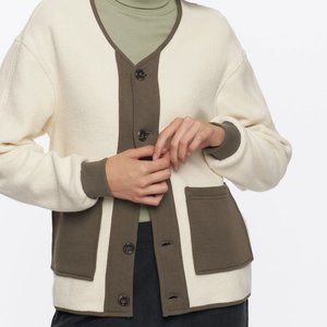 Kotn Fleece Jacket / Cardigan White Khaki colored Buttons down Size Medium